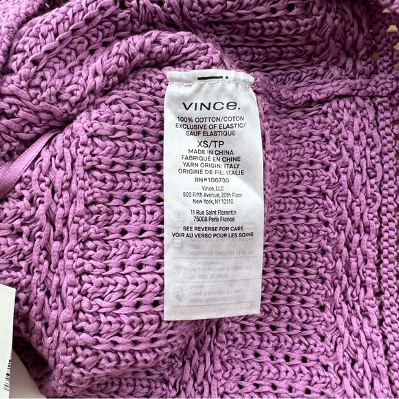 New Vince Womens Sweater XS Purple Cotton Crochet Knit Sleeveless Camisole Tank - Picture 7 of 9